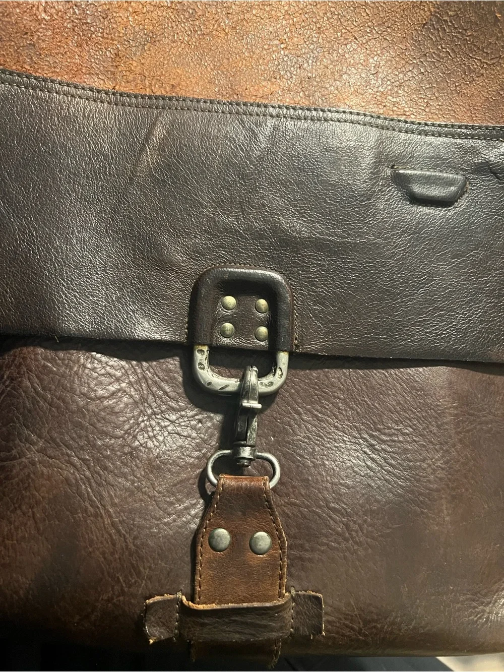 Men’s Diesel Two-Tone Brown Leather Messenger Bag